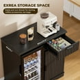 thumbnail image 4 of BROTTAR Mini Fridge Cabinet (Included), Fluted Coffee Bar Cabinet with Refrigerator, Pull Out Drawer & Storage Cabinets, 31.5" Modern Liquor Wine Bar Cabinet for Home, Kitchen, Dining Room, Black, 4 of 7