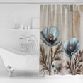 thumbnail image 2 of Blue Broccoli Shower Curtain, 60" x 72", Rustic Farmhouse Floral Retro Brown Plant Waterproof Bathroom Curtain Washable Shower Curtain Set with 12 Hooks, 2 of 6