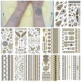 thumbnail image 2 of 12 Sheets Metallic Temporary Tattoos, 150+ Shimmer Designs Black Silver Gold Temporary Tattoo Jewellery Tattoos Flash, 2 of 5