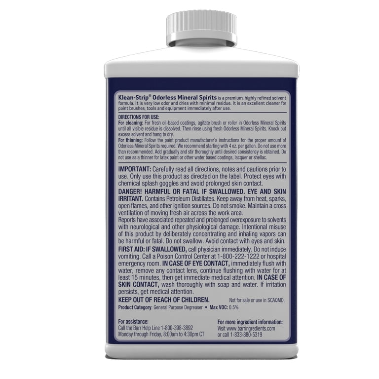Klean-Strip Odorless Mineral Spirits, 1 Qt photo 2