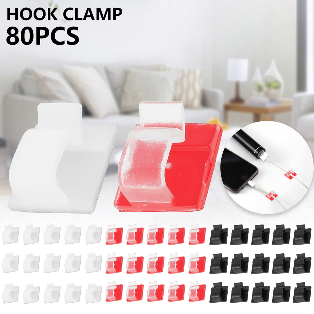 Yocice Cable Clips 40pcs with Strong Adhesive Tapes,Wire Holder Organizer Cord Management for Car Office and Home Upgraded White,CC04 