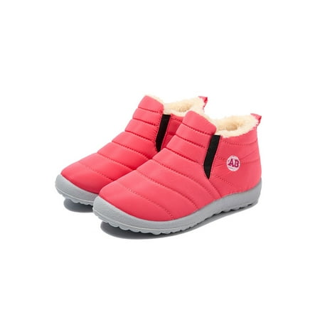 

Ymiytan Unisex Kids Cold Weather Warm Lined Snow Boots Slip On Toddler Boys Booties Pink 11.5c