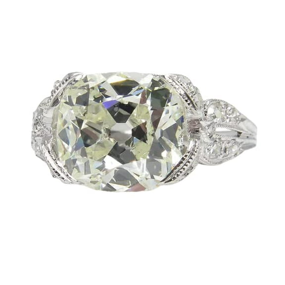 HeartsAndYou 3ct Elongated Cushion Cut Moissanite Vintage Inspired Engagement Ring for Women 18k White Gold over Silver