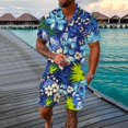 thumbnail image 2 of Vedolay Short Sets For Men Men's Hawaiian Shirt and Short, 2 Piece Vacation Short Sleeve Shirt and Short Suits,Gray M, 2 of 3
