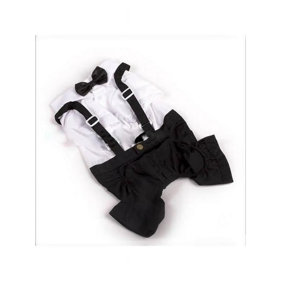 Pet Dog Rompers Cat Clothes Gentleman Suit Tuxedo Bow Tie Costume Jumpsuit Shirt