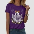 thumbnail image 2 of YDFCWXW Halloween Shirts for Women Spooky Cute Ghost Graphic Tshirt Casual Short Sleeve Tops Purple, XXL, 2 of 6