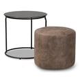 thumbnail image 2 of Bowery Hill Black with Grey and Brown 2-Piece Table and Ottoman Set, 2 of 6