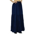 thumbnail image 3 of Bimba Boho Long Flaired Maxi Tier Skirt Elastic Waist Rayon Bohemian Skirts, 3 of 9