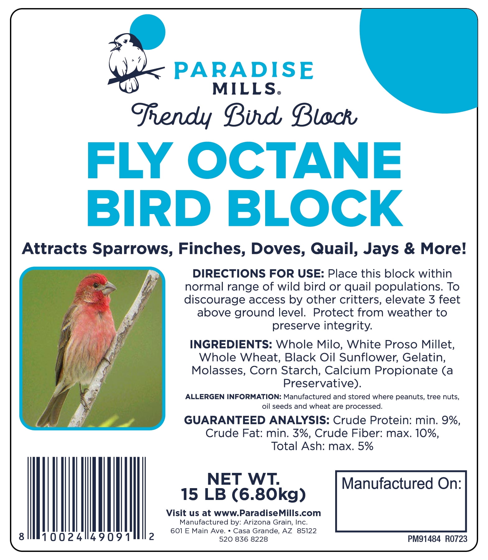 Paradise Mills Wild Bird Food Block, 15 lb, New, Formulated for All Birds