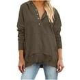 thumbnail image 2 of UQJfacai Womens Fashion Oversized Long Sleeve Hoodie Button Down V Neck Sweatshirt Fall Casual Hooded Pullover Tops with Pocket, 2 of 6