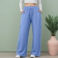 thumbnail image 2 of YDFCWXW Womens Wide Leg Sweatpants High Waisted Baggy Pants Drawstring Athletic Joggers 2025 Blue, XXL, 2 of 9