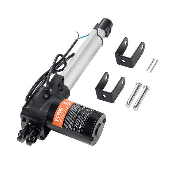 VEVOR Linear Actuator 12V,6 Inch Heavy Duty 1320lbs/6000N Linear Actuator,0.19"/s Linear Motion Actuator with Mounting Bracket&IP44 Protection for Electric Door Industrial Machinery Vessels Cargo