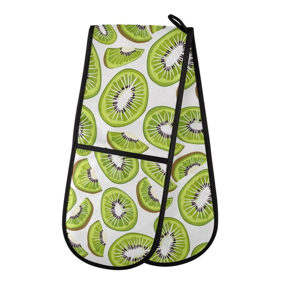 Dailycode Double Sided Oven Mitt with Loop Heat Resistant Kitchen Long Potholders 7" x 35" Kiwi Fruit Slice