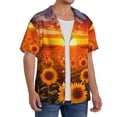 thumbnail image 2 of Yiaed Sunset Golden Sunflower Field Print Mens Casual Wrinkle Free Shirts Short Sleeve Button Down Summer Stretch Dress Shirt-XX-Large, 2 of 5