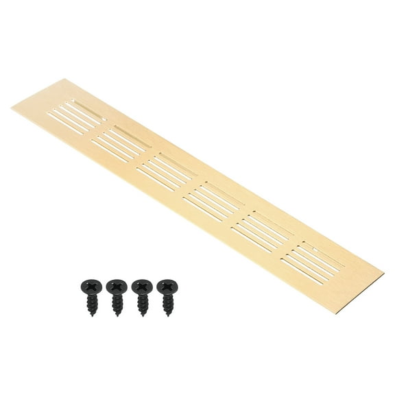 Uxcell 10"x2" Rectangle Air Vent Cover Door Grille Ventilation Cover Louvered with Screws for Cabinet Gold Tone