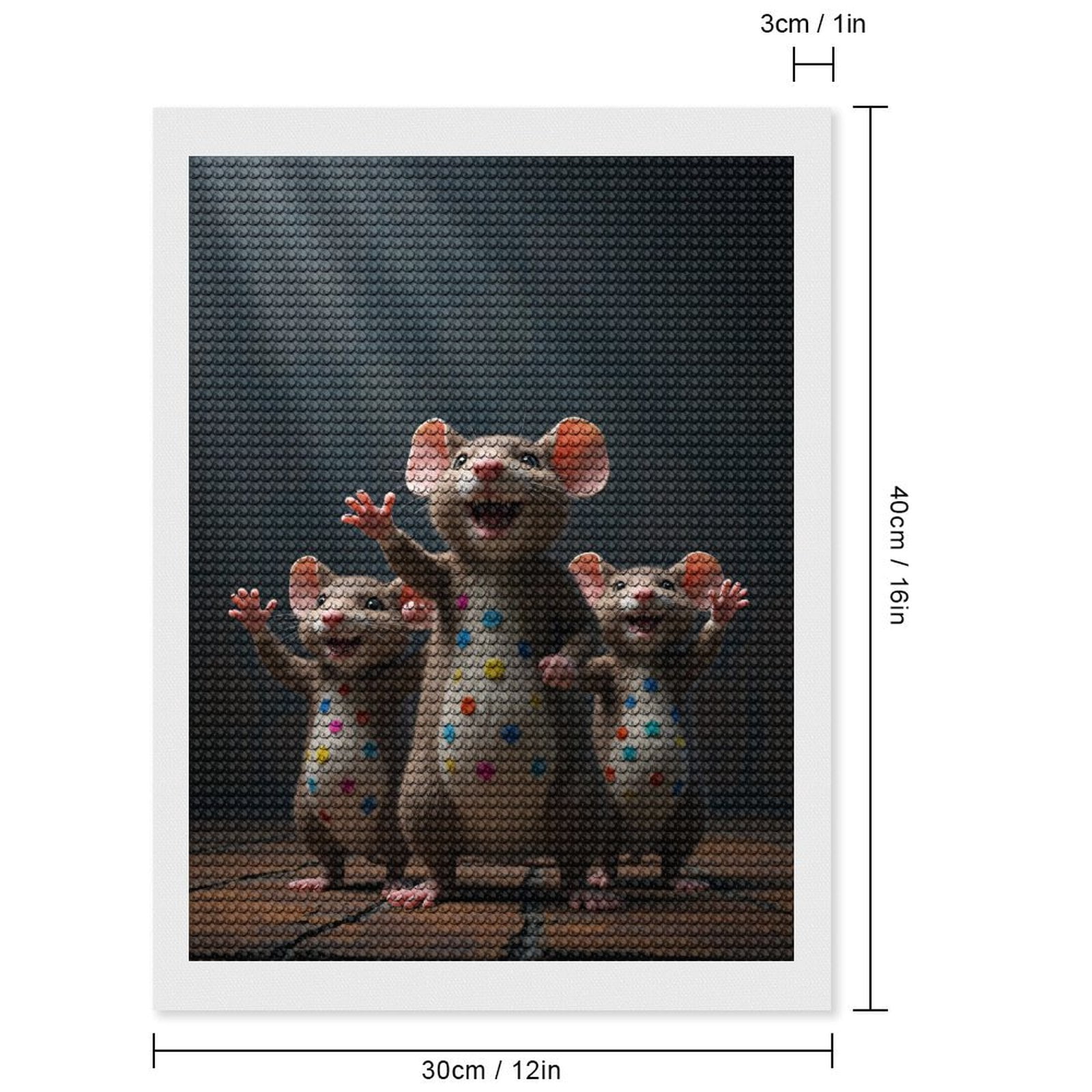 Diamond Art Kits for Adults, Joyful Cartoon Mice Trio Dancing 5D Diamond Painting Kits for Adults Beginners, DIY Full Drill Diamond Painting, Gem Art and Crafts 12x16