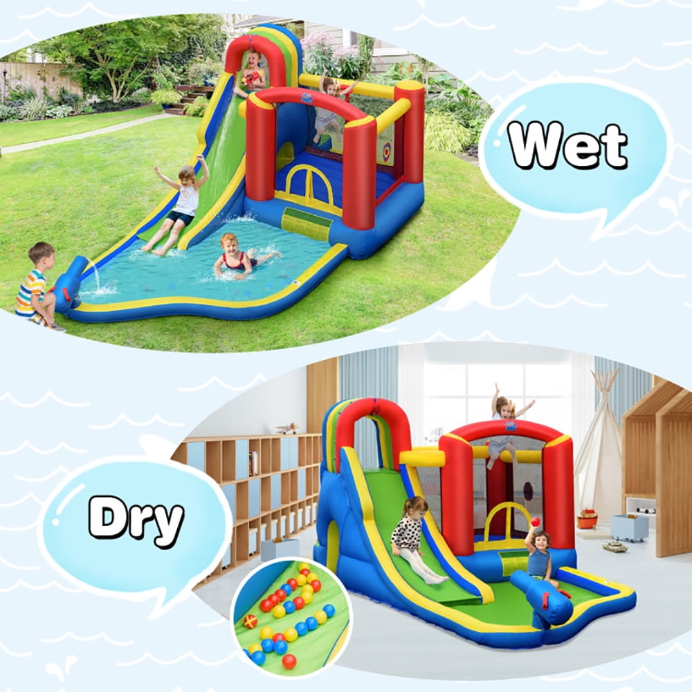 Aimee Lii Inflatable Kid Bounce House Slide Climbing Splash Park Pool Jumping Castle without Blower, Playhouse for Kids Outdoor