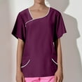 thumbnail image 2 of NAMTYQX Scrubs for Women Short Sleeve Asymmetric V Neck Lightweight Loose Fitting Casual Light Purple Size S, 2 of 5