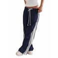 thumbnail image 3 of Women'S Wide Leg Pants Drawstring High Rise Side Striped Slouchy Palazzo Pants with Pockets Navy Blue XXL, 3 of 8