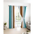 thumbnail image 4 of Fsddascl Modern Brown Teal Blackout Curtains for Bedroom/Living Room, Thermal Insulated Kitchen Curtains, Boho Contemporary Geometric Striped Grommet Darkening Window Treatment Drapes 42"x54"x2, 4 of 8