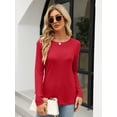 thumbnail image 5 of FUNING  Women's Color Block Tops Casual Long Sleeve Tunic Round Neck Pullover Shirts, 5 of 7