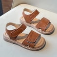 thumbnail image 6 of Gubotare Toddler Beach Shoes Girls Sandals One Pack Open Toe Summer Dress Flat Thong Girls T Strap Sandals with Ankle Strap for Little Kids Size 7 (Brown,Toddler 7), 6 of 8