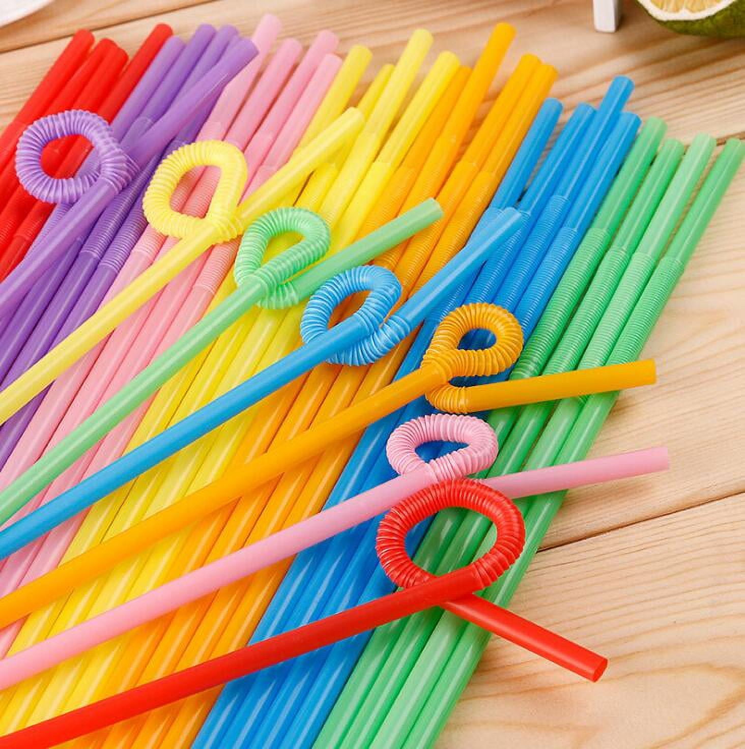Neon Colored Drinking Straws Flexible Disposable Kid Friendly Assorted  Colors 100 Pack 