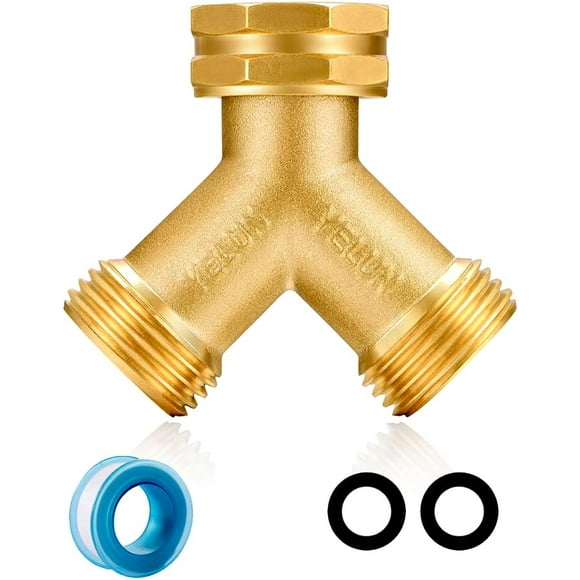 shiyou-Garden Hose Splitter,2 Way Connector Heavy Duty Brass, Garden Faucet,Splitter for Outdoor Faucet, Hose y Splitter, Hose Bib Splitter (1 SET)