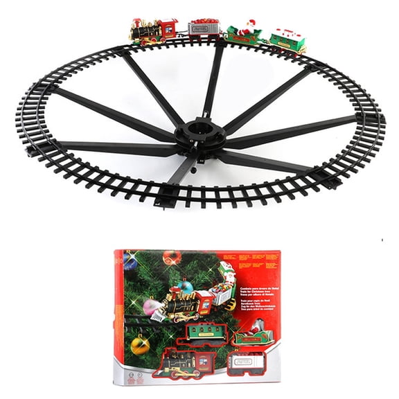 Christmas Train Sets for Around the Tree - Train Toys with Smokes, Lights and Sound, Toy Train Set for Under Christmas Tree, Toddler Model Trains for 3 4 5 6 7 8  Years