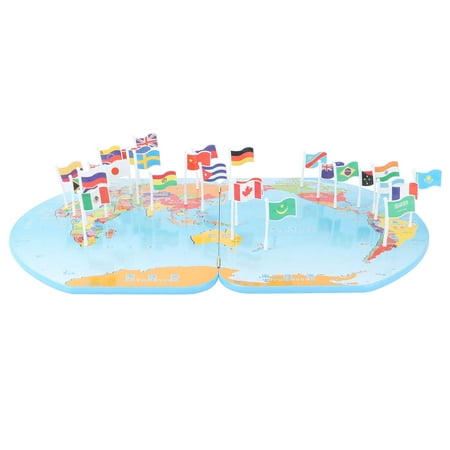 

1 Set Geographic Cognitive Toy Wooden Plug Flag Toy Kids Early Education Toy