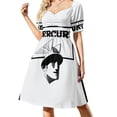 thumbnail image 4 of Vestido elegante de manga corta con estampado negro clásico y emblema de Mercury Flathead V8 para invitada de boda, traje de verano para mujer., 4 of 8