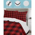 thumbnail image 4 of Red Black Plaid Twin Size Down Alternative Comforter, Lightweight Comforter Quilt Bedding Set with Pillow Shams Vintage Farmhouse Abstract Buffalo Check All Seasons Bed Comforter Duvet Insert 68"x86", 4 of 7