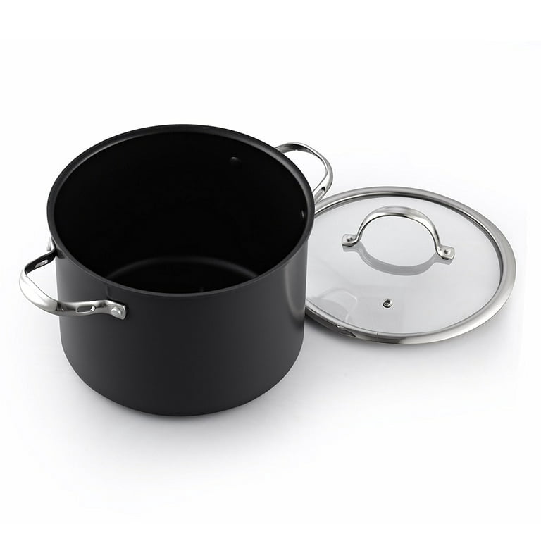 Cooks Standard Stockpot with Glass Lid, 8-Quart Classic Hard Anodized  Nonstick Soup Pot, Black