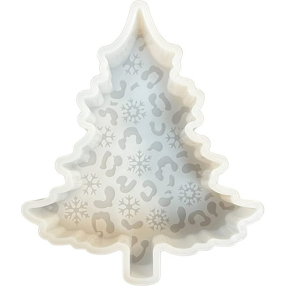Leopard Christmas Tree with Snowflakes Freshie Silicone Mold Heat Resistant Holiday Freshie Supplies Scented Aroma Beads Baking 5x4 inches