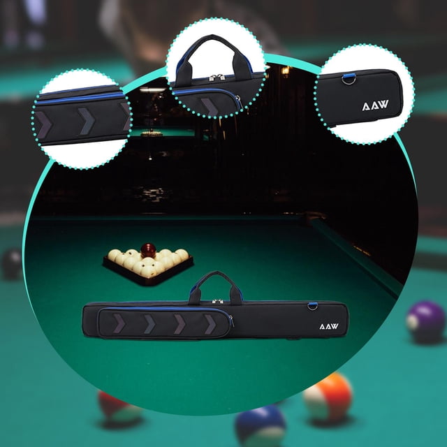 Bolsa de almacenamiento de estuche de cue de palo de la piscina Bolsa de almacenamiento liviano Manija portátil para 1/2 Stick articular Anti scratch Negro