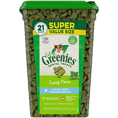 FELINE GREENIES Friandises Dentaires Naturelles pour Chats, Saveur Herbe à Chat, Toutes Tailles de Sacs