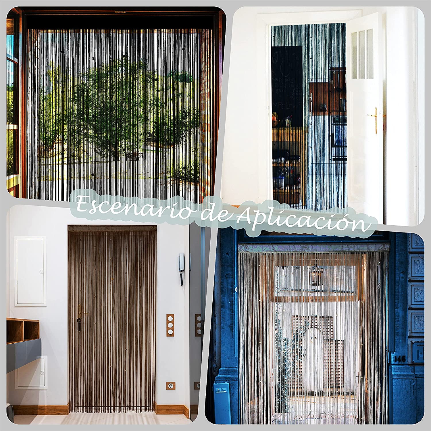Beaded Curtain Door String Curtains for Doorway Tassels Beads Hanging Fringe Hippie Room Divider Window Hallway Entrance Wall Closet Bedroom Privacy Decor (39×79in/100×200cm, Coffee)