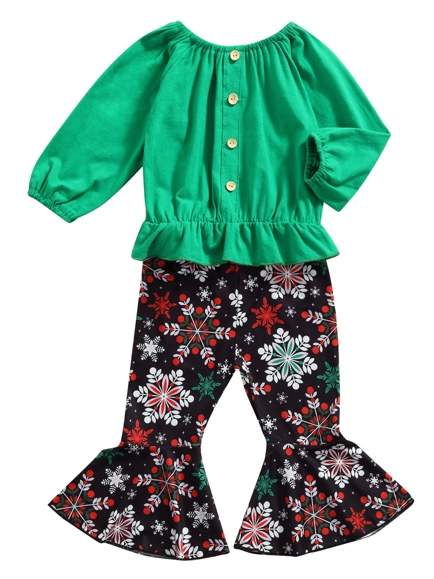Ma&Baby Baby Girls Christmas Costume Kid Ruffle Blouse Tops Snowflake