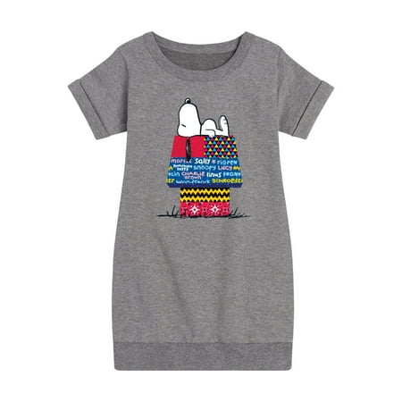 

Peanuts - Snoopy Patchwork Doghouse - Toddler And Youth Girls Fleece Dress
