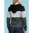 thumbnail image 4 of Made by Johnny Women's Casual Color Block Zip Up Hoodie Sweater S BLACK_GREY, 4 of 5