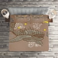 thumbnail image 2 of Ambesonne Animal Quilted Coverlet 3 Pcs, Steampuck Whale on Air, King Size, Brown and White, 2 of 2