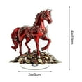 thumbnail image 3 of Acrylic Horse Ornament with 360° Rotating Base, Chinese New Year Decor, 2D Flat Red Horse & Gold Coin Figurine for Wealth Prosperity, Desk Shelf Decoration, Feng Shui Gift, 3 of 6