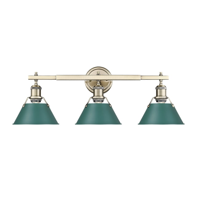 Orwell Coiffeuse 3 Lumières en Laiton Vieilli avec Pin Vert