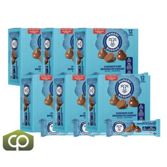 Hungry Buddha Chocolate Chip Bars - 12 Bars x 40g, Deliciously Clean (6/Case)