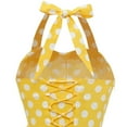 thumbnail image 6 of Women's Vintage Dress Polka Dots Halter Neck Lace-Up Summer Sleeveless 1950s Retro Cocktail Party Swing Midi Dresses (Medium, Yellow), 6 of 8