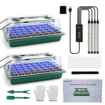 KORALAKIRI 2 Pack Seed Starter Tray with Grow Light, 80 Cells Plant Seed Starter Kit with Timing Controller Adjustable Brightness/Humidity Dome