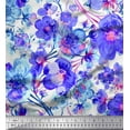 thumbnail image 1 of Soimoi Purple Japan Crepe Satin Fabric Pink Floral Printed Fabric 1 Yard 42 Inch Wide, 1 of 1