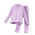 thumbnail image 2 of PInxia Fall Unisex Clothes Girls Boys Thermal Underwear Sets High Neck Long Sleeve Tops Elastic Waisted Slim Leg Pants Comfy 2 Piece Outfits,Purple,7-8 Years, 2 of 4