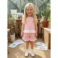 thumbnail image 6 of BemeyourBBs Toddler Baby Girl Summer Clothes Cute Infant Baby Girls Plaid Gingham 2 Piece Outfits Sleeveless Doll Collar Vest Tank Tops Ruffled Shorts Set Toddler Girls Summer Outfit, 6 of 9