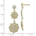 thumbnail image 4 of 14K Yellow Gold w/Rhodium Diamond Cut Filigree Floral Post Dangle Earrings - 37mm, 4 of 6